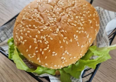 Burger hot food now served at Mellowes Adventure Centre for kids outdoor playground