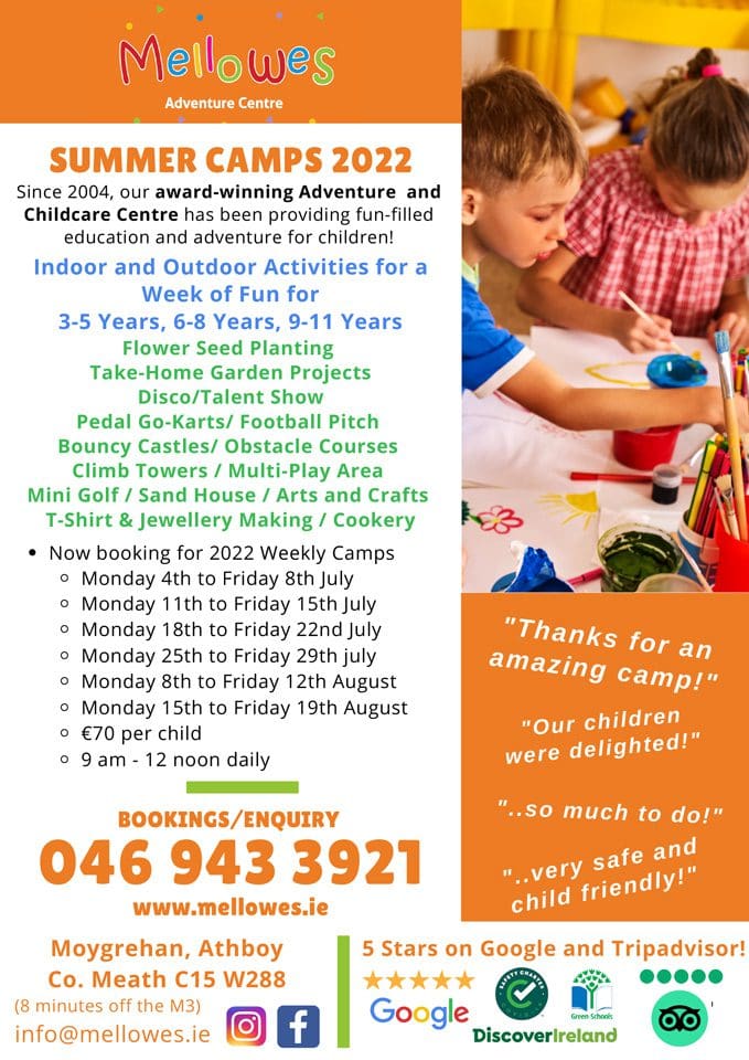 Summer Camps for Kids at Mellowes Adventure Centre Meath Ireland