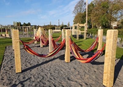 Outdoor hammock relaxing area for kids in Mellowes Adventure Centre