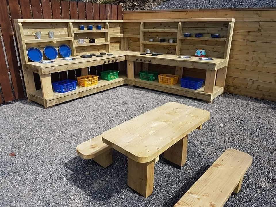 Wooden Play Kitchens and Kids Picnic benches - Family days out at Mellowes Adventure Centre Meath Westmeath