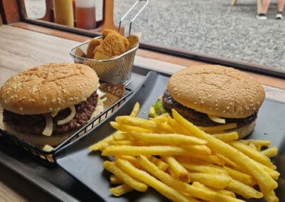 Burger and chips served at Mellowes Coffee Garden family day out in Meath Ireland