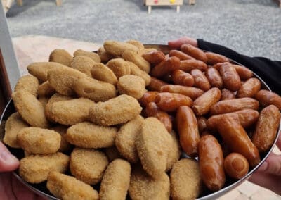 Hot food platter for kids parties at Mellowes nuggets and cocktail sausages