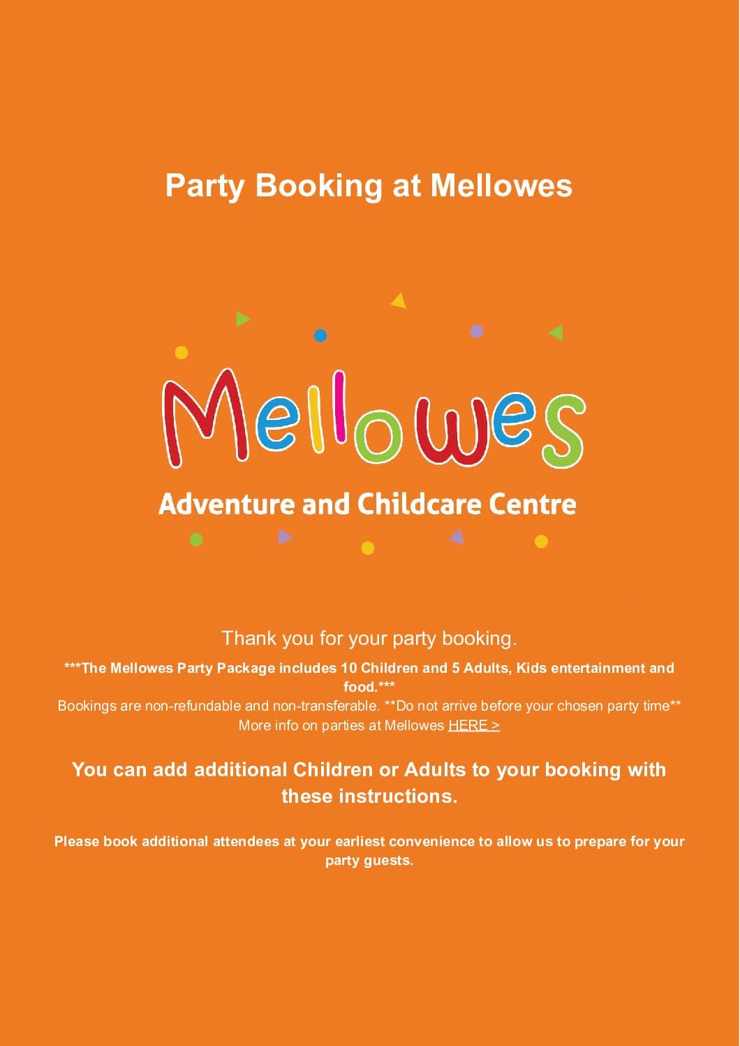 Add Additional Children or Adults to Party Booking
